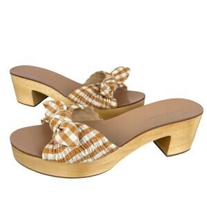 Loeffler Randall Gingham Canvas Slip On Regina Clog Heeled Sandals (Sz 10)